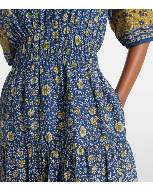 Robe Longue Natalia En Coton A Fleurs Velvet en coloris Blue