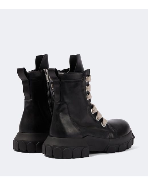 Rick Owens Black Jumbolace Army Leather Combat Boots for men