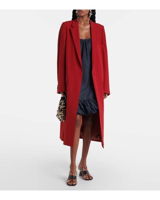 Dries Van Noten Red Wool Coat