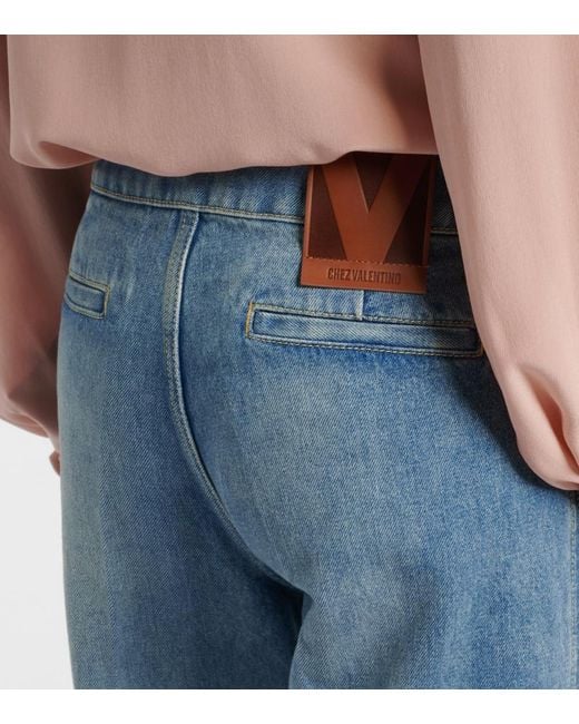 Valentino Blue Vgold Mid-Rise Wide-Leg Jeans