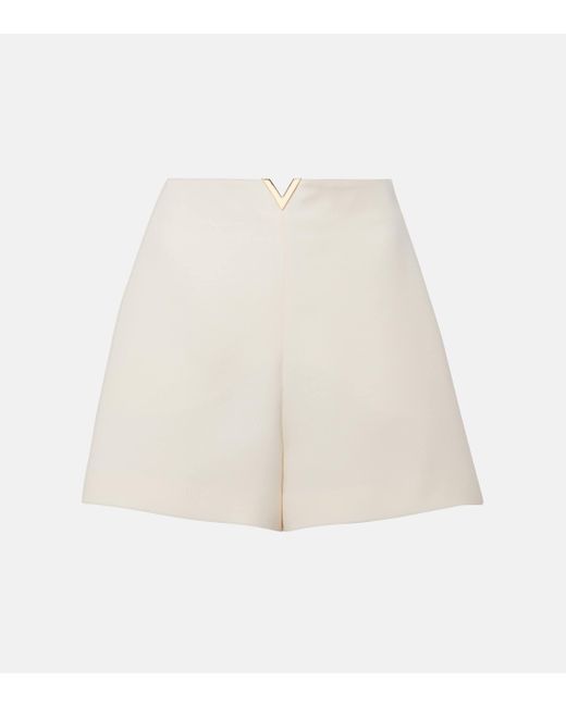 Valentino White Vgold Crepe Couture High-rise Shorts