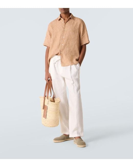 Frescobol Carioca Bedrucktes Hemd Castro Aus Leinen in Natural für Herren