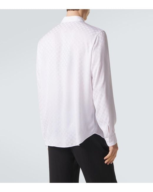 Gucci White Gg Silk Jacquard Shirt for men