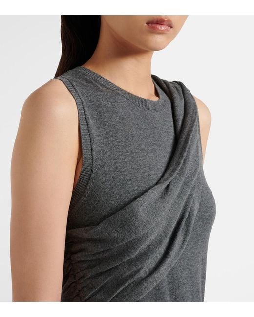 J.W. Anderson Gray Knitted Tie-Detail Asymmetric Midi Dress