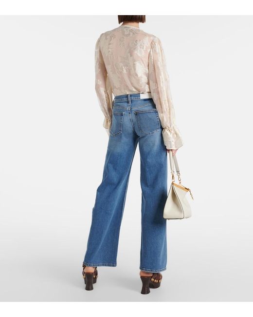 Re/done Blue Mid-Rise Wide-Leg Jeans