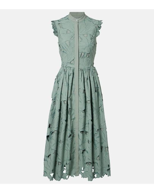 Erdem Green Guipure Lace Shirt Dress