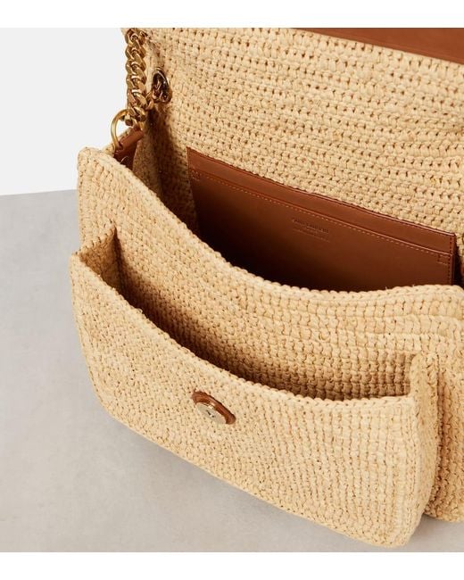Saint Laurent Natural Niki Medium Raffia Shoulder Bag