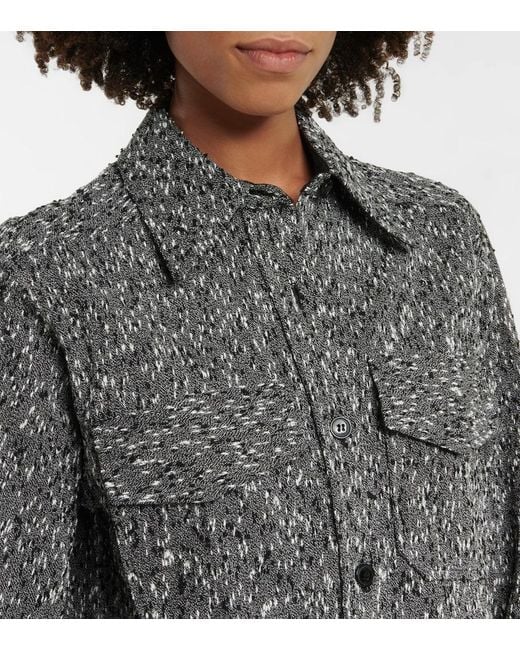 Victoria Beckham Gray Boucle Utility Shirt