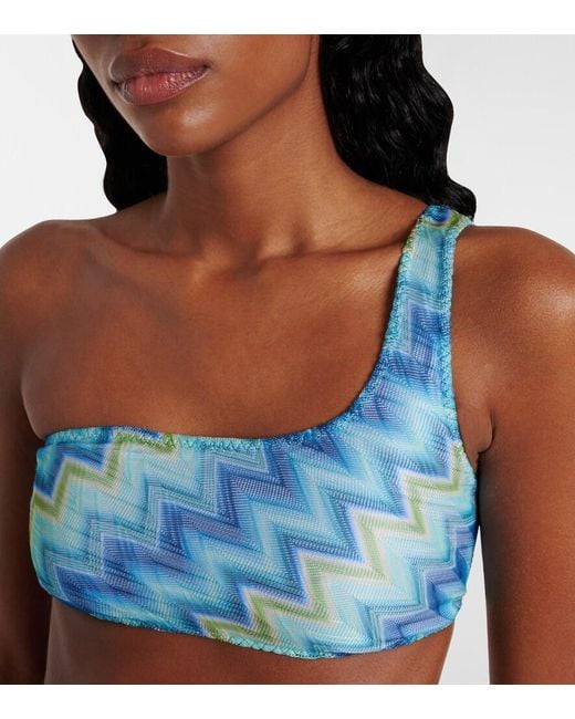 Missoni Blue Zigzag One-Shoulder Bikini