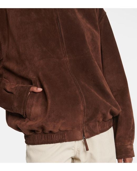 The Row Brown Roana Suede Bomber Jacket