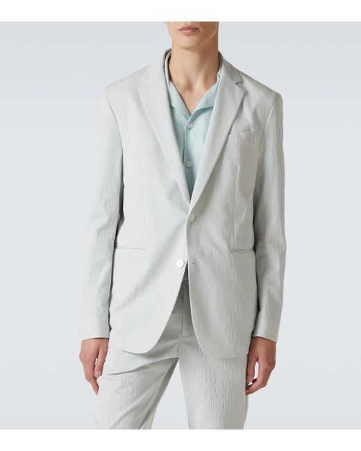 Orlebar Brown White Garret Cotton-Blend Seersucker Blazer for men