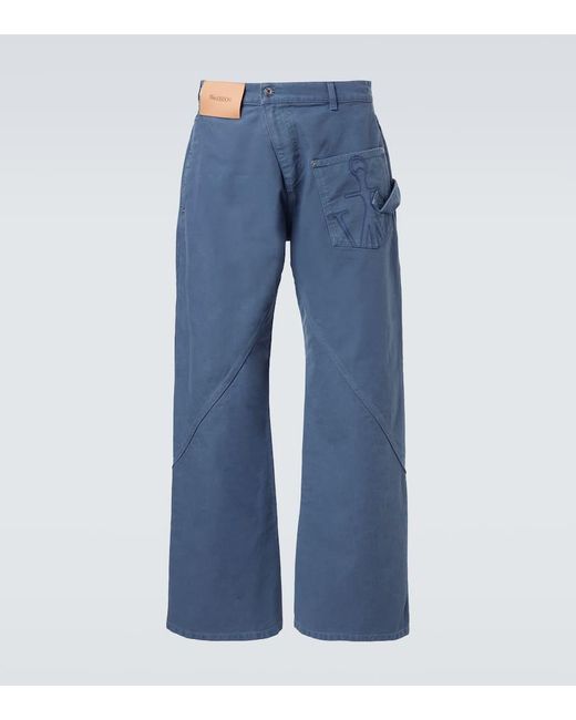J.W. Anderson Blue Twisted Cotton Canvas Wide-Leg Pants for men