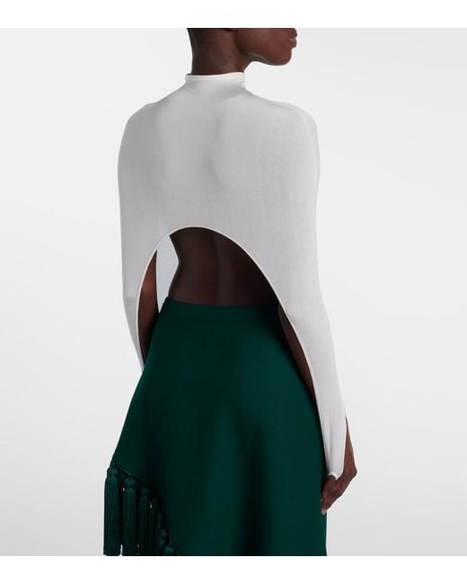 Alaïa White Knitted Silk-Blend Top
