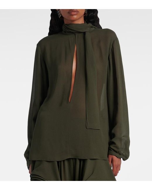 Alaïa Green Crepe Georgette Blouse