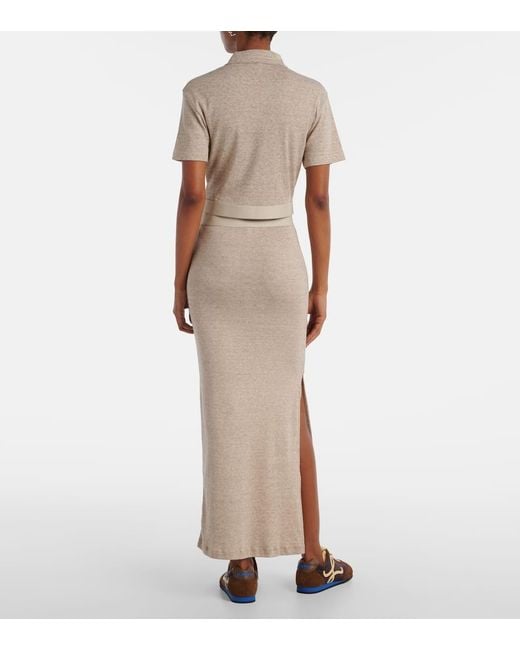 LOEWE Logo cotton and wool maxi skirt マキシ スカート ロゴ Loewe Logo Cotton And Wool Maxi Skirt in Natural | Lyst