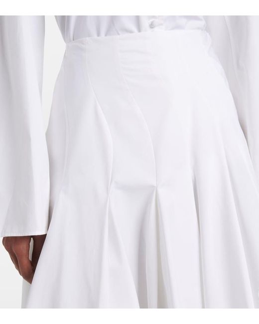 FFORME White Rio Asymmetric Cotton Midi Skirt