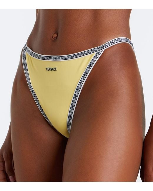 Versace White Greca Embroidered Bikini Bottoms