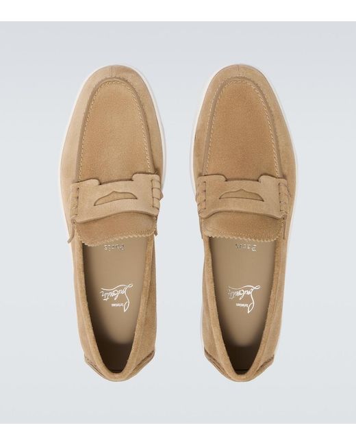 Christian Louboutin White Harold Suede Slip-On Shoes for men