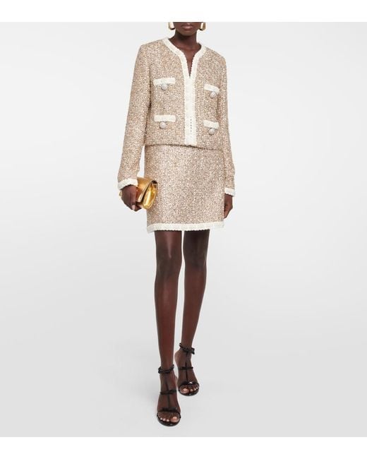 Giambattista Valli Natural High-Rise Lurex Tweed Miniskirt