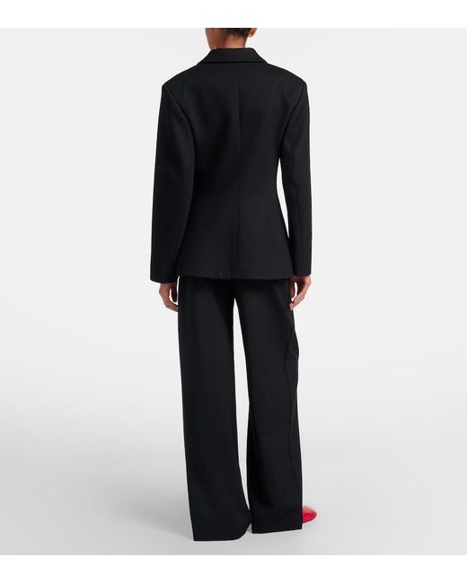 Loewe Black Logo Wool Mid-Rise Straight Pants
