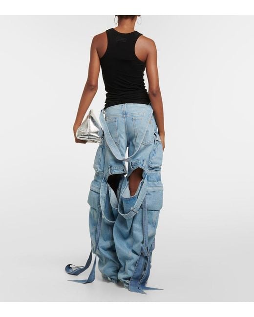 The Attico Blue Cutout Cargo Jeans