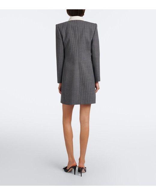 Valentino Black Bow-Detail Pinstripe Virgin Wool Blazer Dress