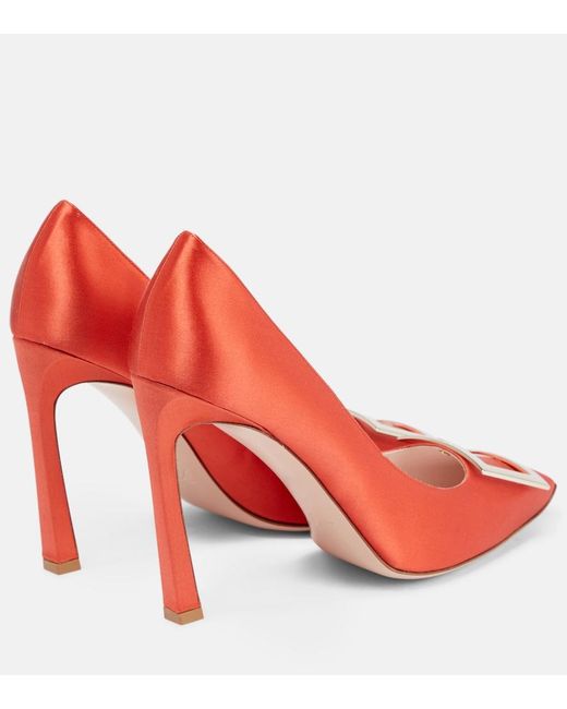 Roger Vivier Red Trompette Satin Pumps