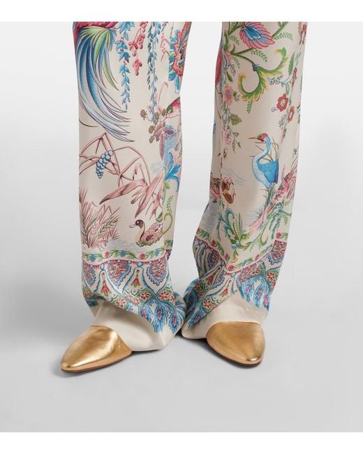 Etro White Floral Wide-Leg Pants