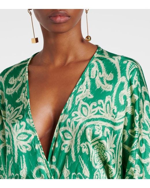 Abito Lungo Ilona Con Stampa di Poupette in Green