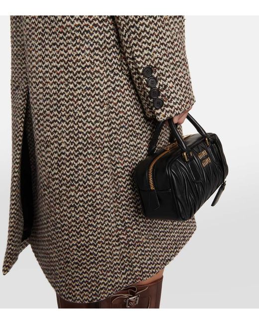 Miu Miu Brown Wool And Silk-Blend Boucle Coat