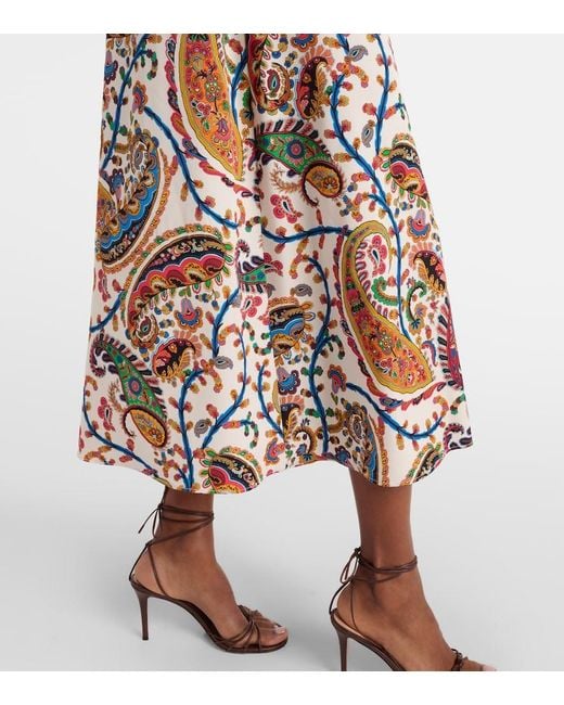 Etro White Printed Midi Dress