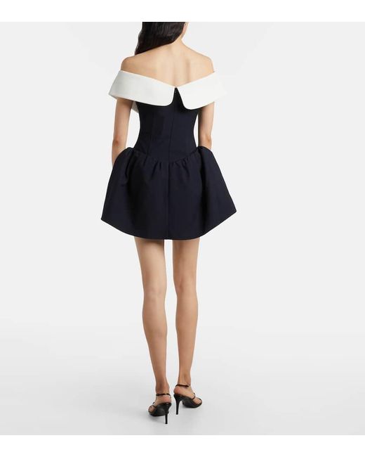 ShuShu/Tong Off-Shoulder Wool And Silk Minidress in Blue | Lyst ShuShu/Tong Off-Shoulder Wool And Silk Minidress in Blue | Lyst