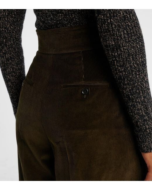 Pantalones Anchos De Pana De Algodon Max Mara de color Black