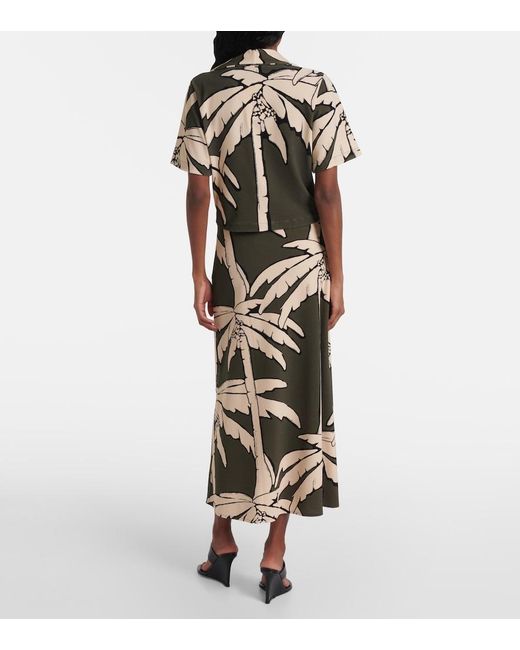 Johanna Ortiz Green Cropped Printed Terry Shirt