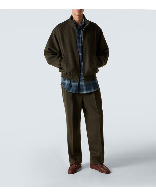 Auralee Green Camel Hair Flannel Blouson Jacket for men