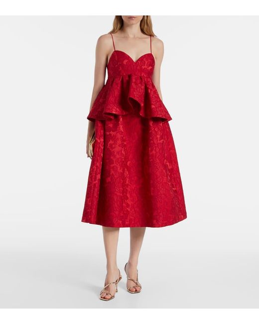LaDoubleJ Red Midikleid Satine Aus Jacquard