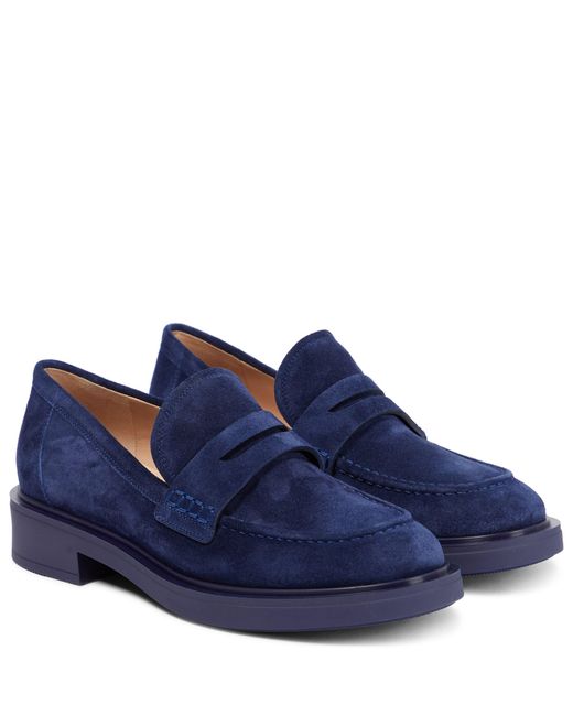 Gianvito Rossi Harris Suede Loafers in Navy (Blue) | Lyst