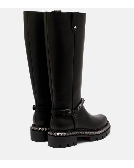 Christian Louboutin Black Verzierte Stiefel Marinetta Aus Leder
