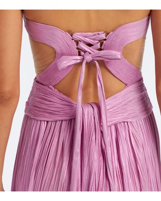 Maria Lucia Hohan Purple Kamina Metallic Silk Corset Gown