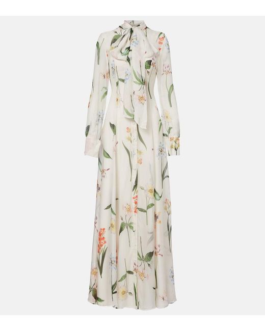 LEO LIN White Lilith Tie Neck Maxi Dress