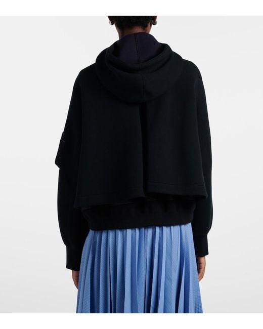 Sacai Black Paneled Cotton-Blend Zip-Up Hoodie