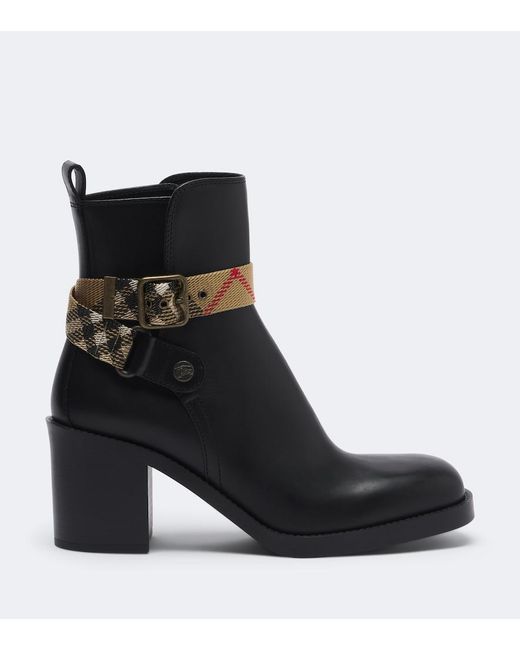 Burberry Black Huntley Leather Ankle Boots