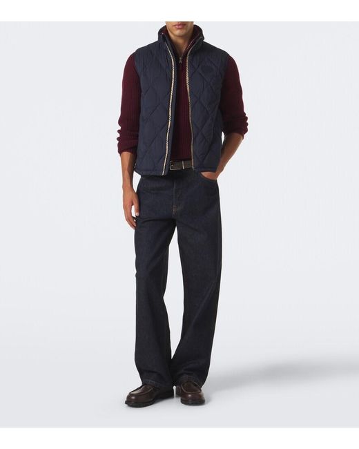 Burberry Blue Check Quilted Vest for men