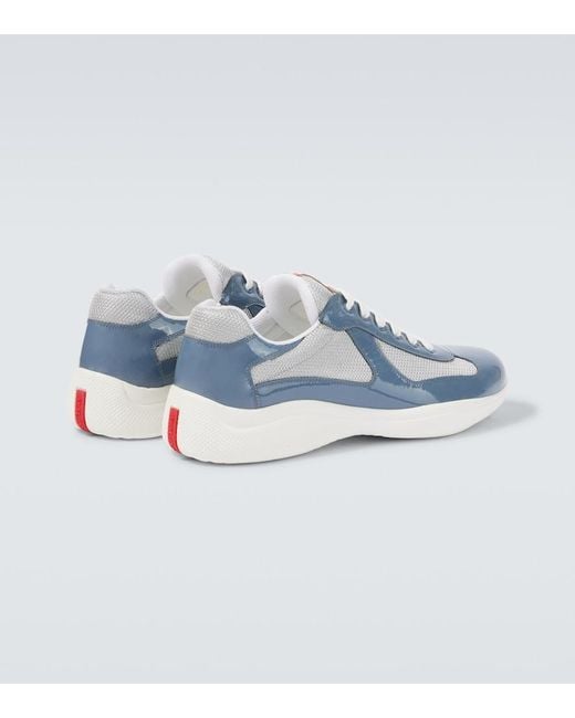 Prada Blue America's Cup Patent Leather Sneakers for men