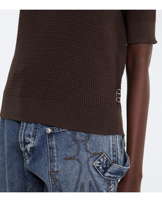 J.W. Anderson Black Waffle-Knit Cotton And Cashmere-Blend Polo Shirt