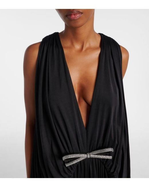 Robe Longue En Soie A Cristaux Loewe en coloris Black