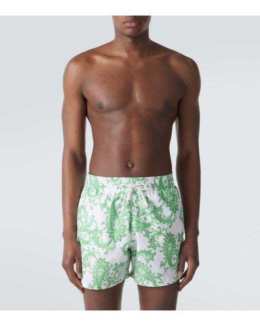 Etro Green Paisley Swim Trunks for men