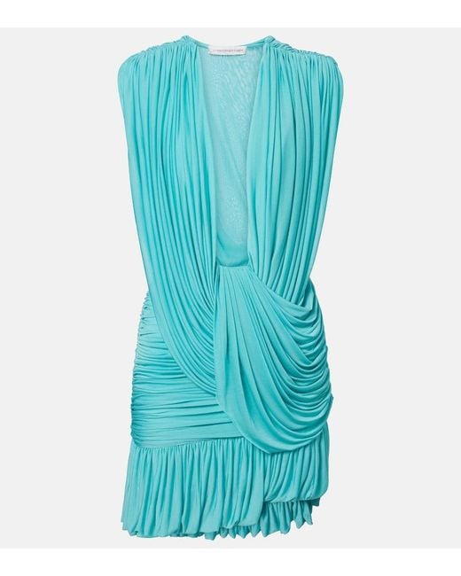 Christopher Esber Blue Ripple Draped Asymmetric Minidress