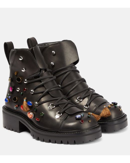 Loewe Black X Howl's Moving Castle Embellished Leather Ankle Boots