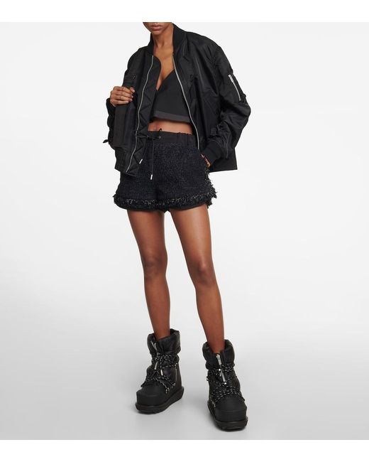 Sacai Blue Drawstring Tweed Shorts